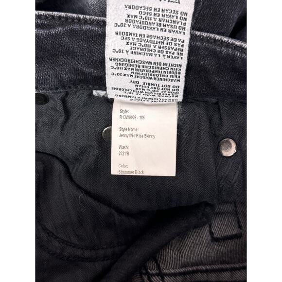 R13 Jeans 25 Womens Jenny Mid Rise Skinny Distressed Black Denim - Picture 7 of 8